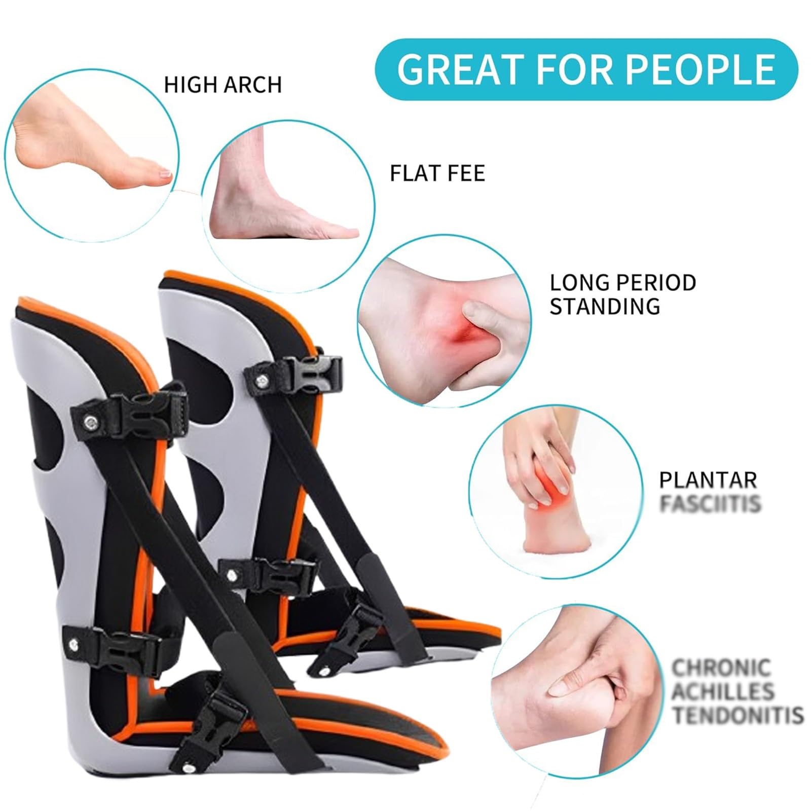 Férula nocturna posterior con pedal fijo, acolchada, plantar, inmovilizador de 90 grados, ajustable, for espolón calcáneo y alivio del pie, estiramiento, bota for tendón de Aquiles for hombres
