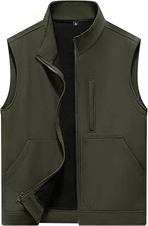 VtuAOL Men's Lightweight Softshell Vest Outdoor Quilted Vest Sleeveless ...