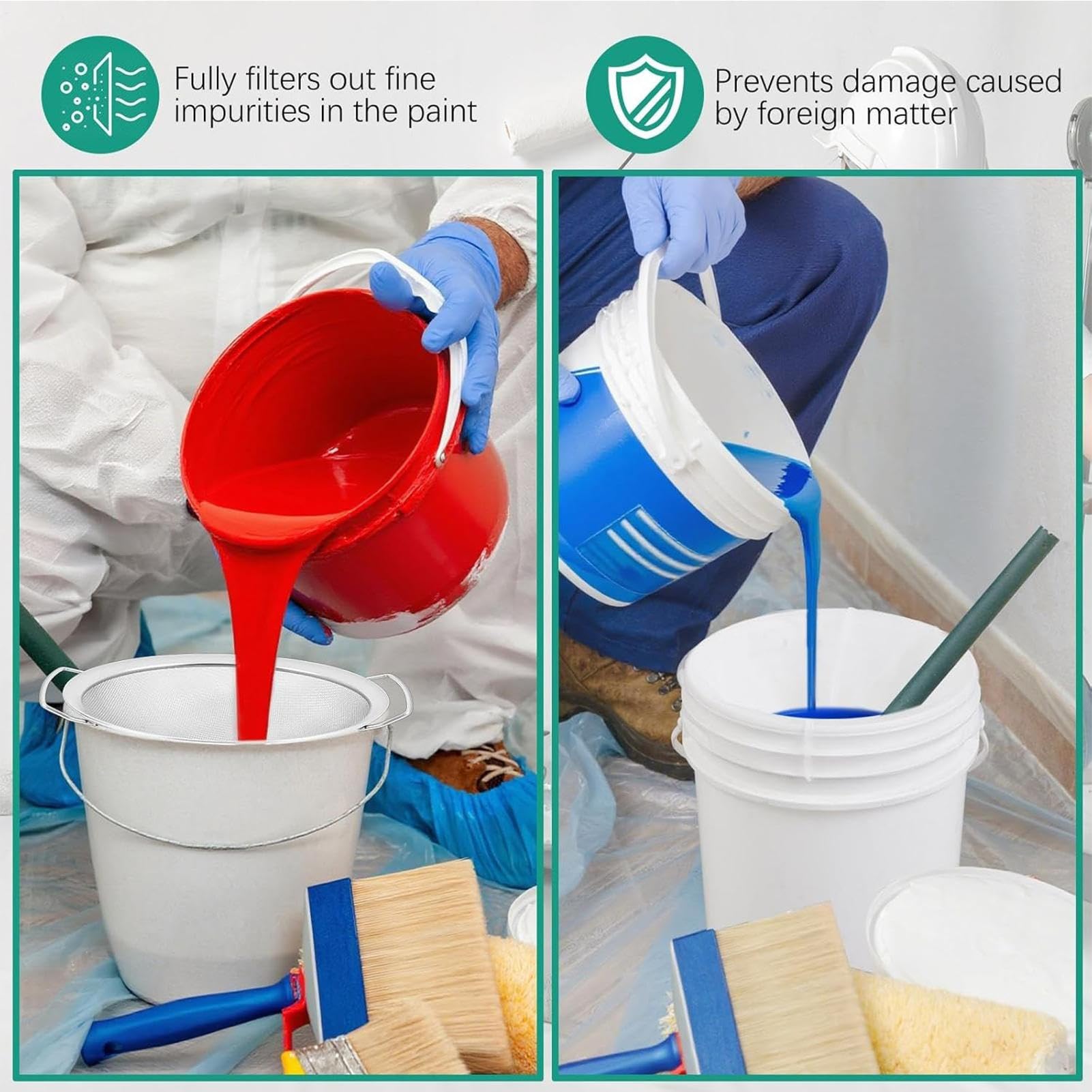 Passoire à filtre de peinture | Entonnoir double couche en d'acier inoxydable 4 tailles, sacs de tamis de peinture | pour la maison et la , pour les amateurs d'art et d'artisanat, et