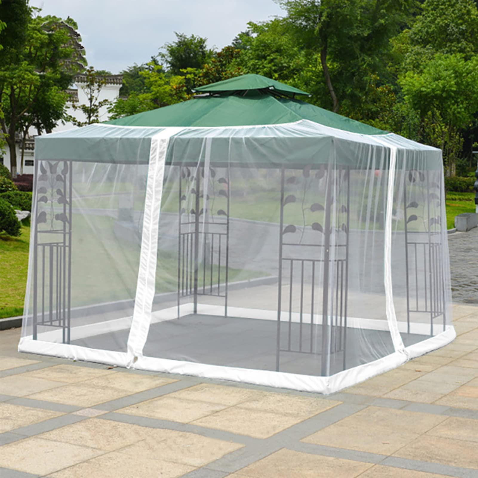 Parasol tarasowy, moskitiera, kwadratowa, 3 x 3 x 2,3 m, podwójny zamek błyskawiczny, biała altana ct ekran, idealna do ochrony na zewnątrz i komfortu