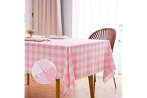 MANGATA CASA Pink Gingham Tablecloth for Rectangle Tables