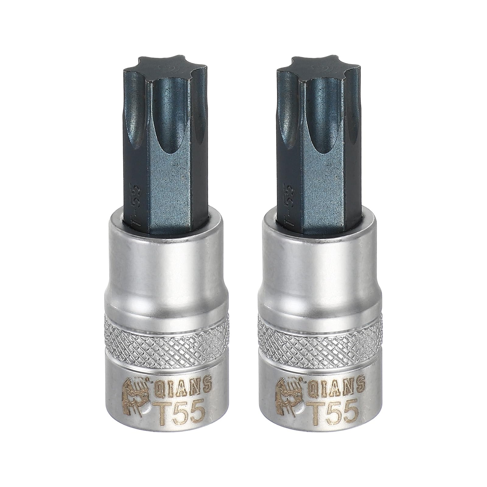 sourcing map 2Pcs Torx Bit Socket 3/8" Drive T55 S2 Steel Star Head Screwdriver Drill Bits CR-V Steel Socket Adapter for Home Auto Axle Hex Nuts Bolts Repair