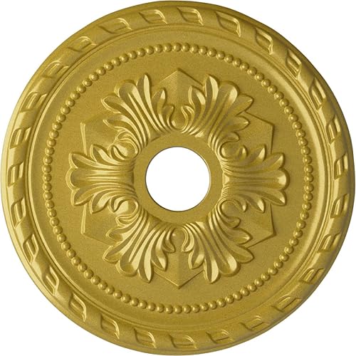 Miniatura 130 de Ekena Millwork CM20PM Medallón de techo Palmetto, 20 7/8 pulgadas de diámetro exterior x 3 5/8 pulgadas de diámetro interior x 1 5/8 pulgadas, Primed
