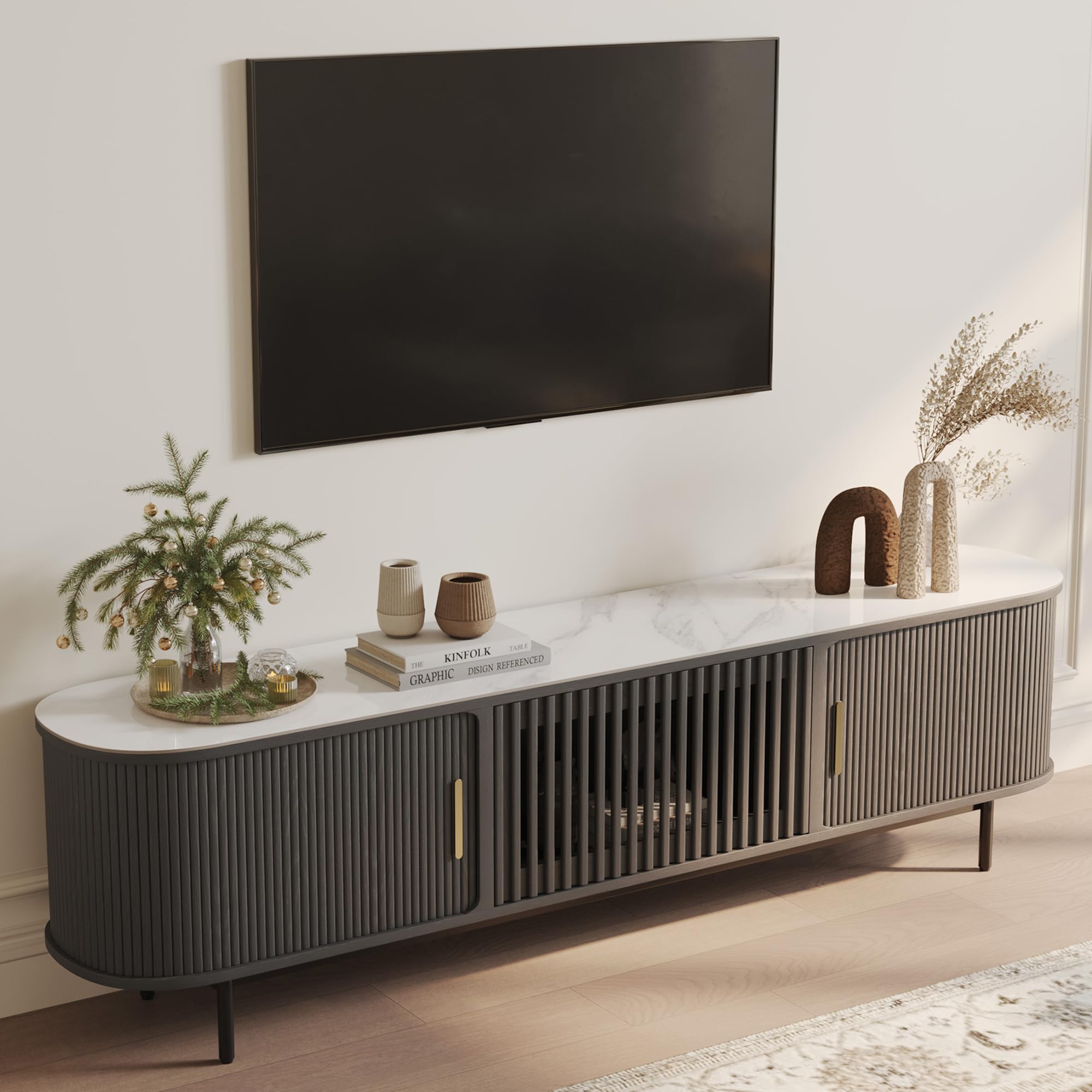 POVISON Tambour Sintered Stone TV Stand