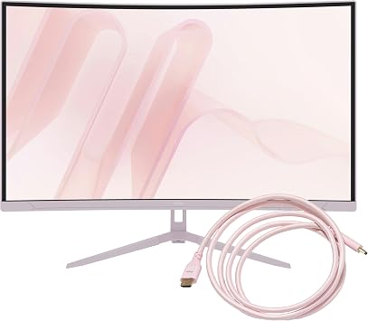 Pixio PXC279 Wave Pink 27" 300Hz 1080p 1650R Curved Fast VA 1ms GTG Adaptive Sync Gaming Monitor with Pink HDMI 2.1 Cable Certified Ultra High Speed 6FT 8K 60Hz 4K 120Hz Nylon Braided
