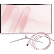 Pixio PXC279 Wave Pink 27" 300Hz 1080p 1650R Curved Fast VA 1ms GTG Adaptive Sync Gaming Monitor with Pink HDMI 2.1 Cable Certified Ultra High Speed 6FT 8K 60Hz 4K 120Hz Nylon Braided