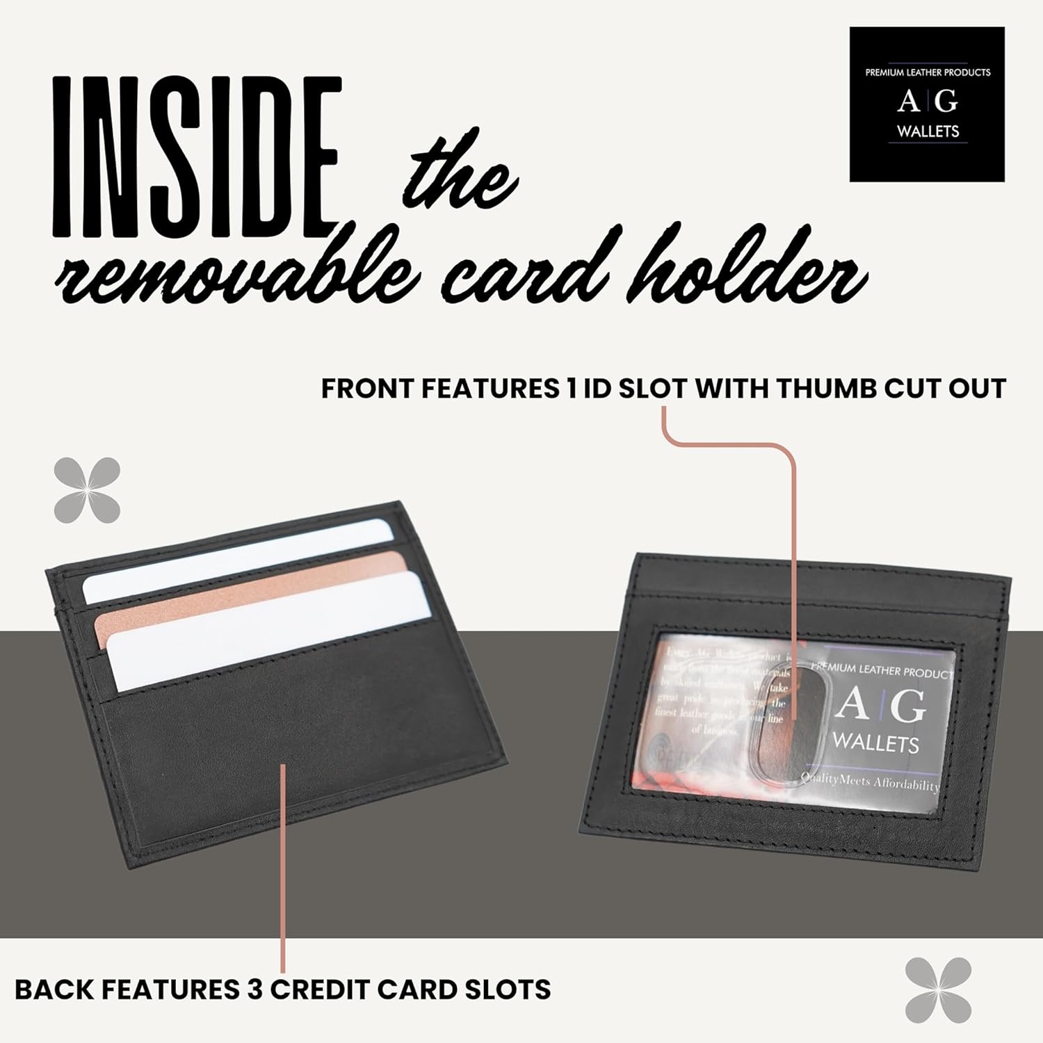 AG Wallets Leather Wallet for Men - Sliding 2-in-1 Bifold Wallet with Removable Card Holder & RFID Protection - Premium Travel Wallet - Versatile & Functional Design - Black - Image 3