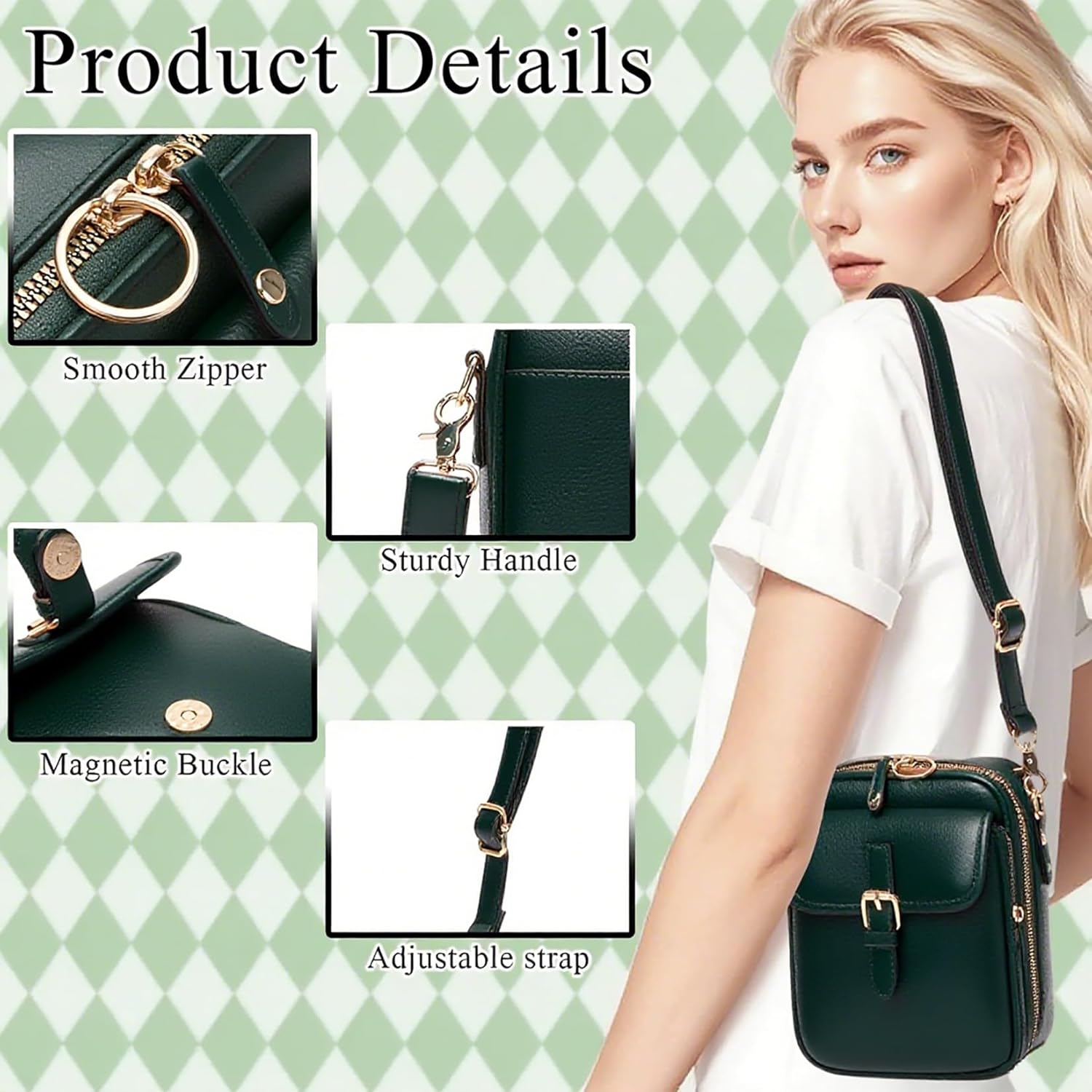 Vintage Messenger Bag Leather Crossbody Bags for Women Men Small Anti Theft Cross Body Shoulder Purse with Card Slots - Image 3