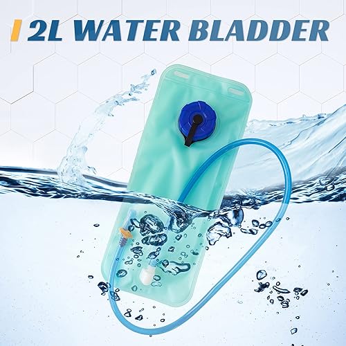 Miniatura 4 de Paquete de 2 mochilas de hidratación con hidratación de agua de 2 litros con bolsa de hidratación para correr, senderismo, ciclismo, escalada,