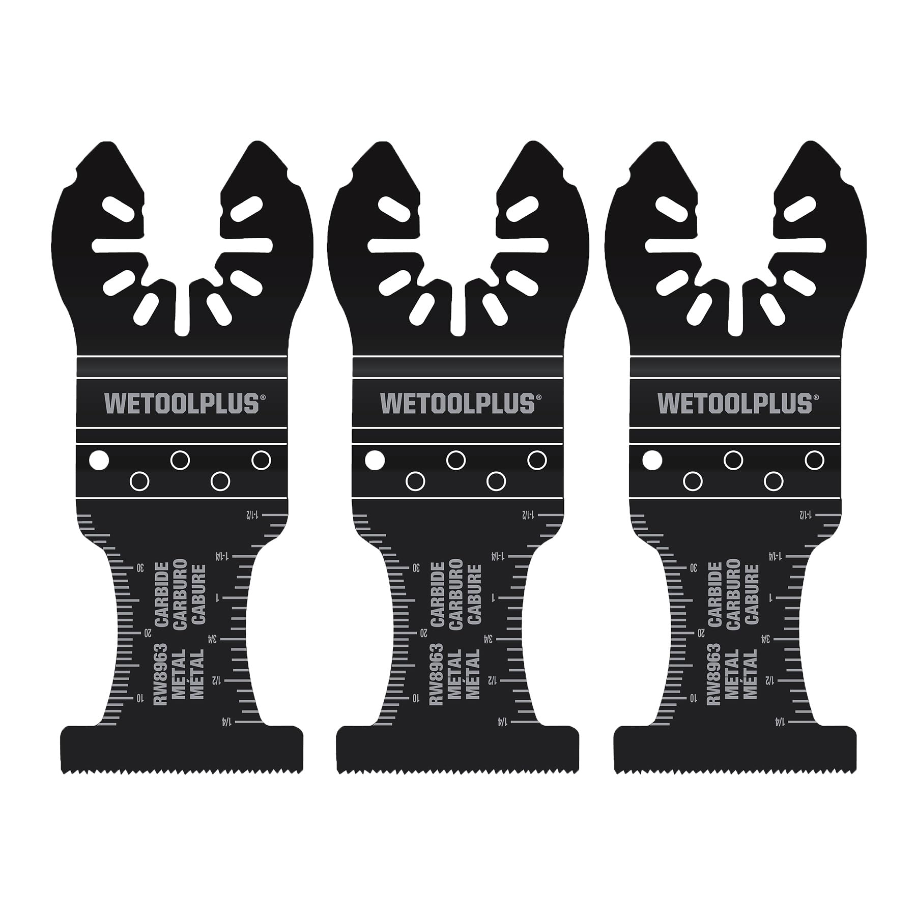 WETOOLPLUS 3 Pack Carbide oscillating Tool Blades for Cut Hard Material, Hardened Metal, Nails, Bolts and Screws Compatible with Rockwell oscillating