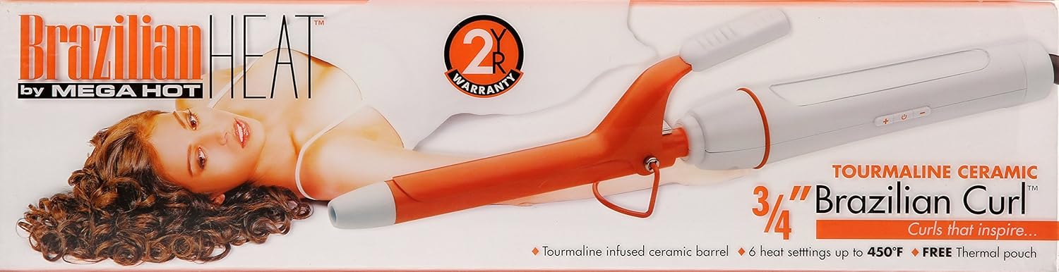 Brazilian Heat BBH3101 Brazilian Heat Tourmaline Ceramic Spring Curling Iron, 0.75 Inch
