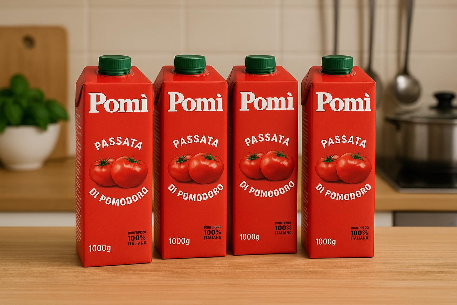 "Pomi Passata di Pomodoro – Confezione da 8 Brik da 750ML – 100% Pomodoro Italiano, Gusto Autentico e Naturale per Ricette di Qualità"