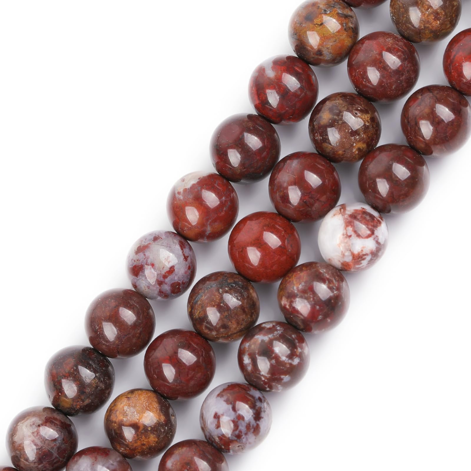 GEM-Inside Natural 8mm Red Poppy Flower Jasper Stone Round Gemstone Semi Precious Beads for Jewellery Making 15"