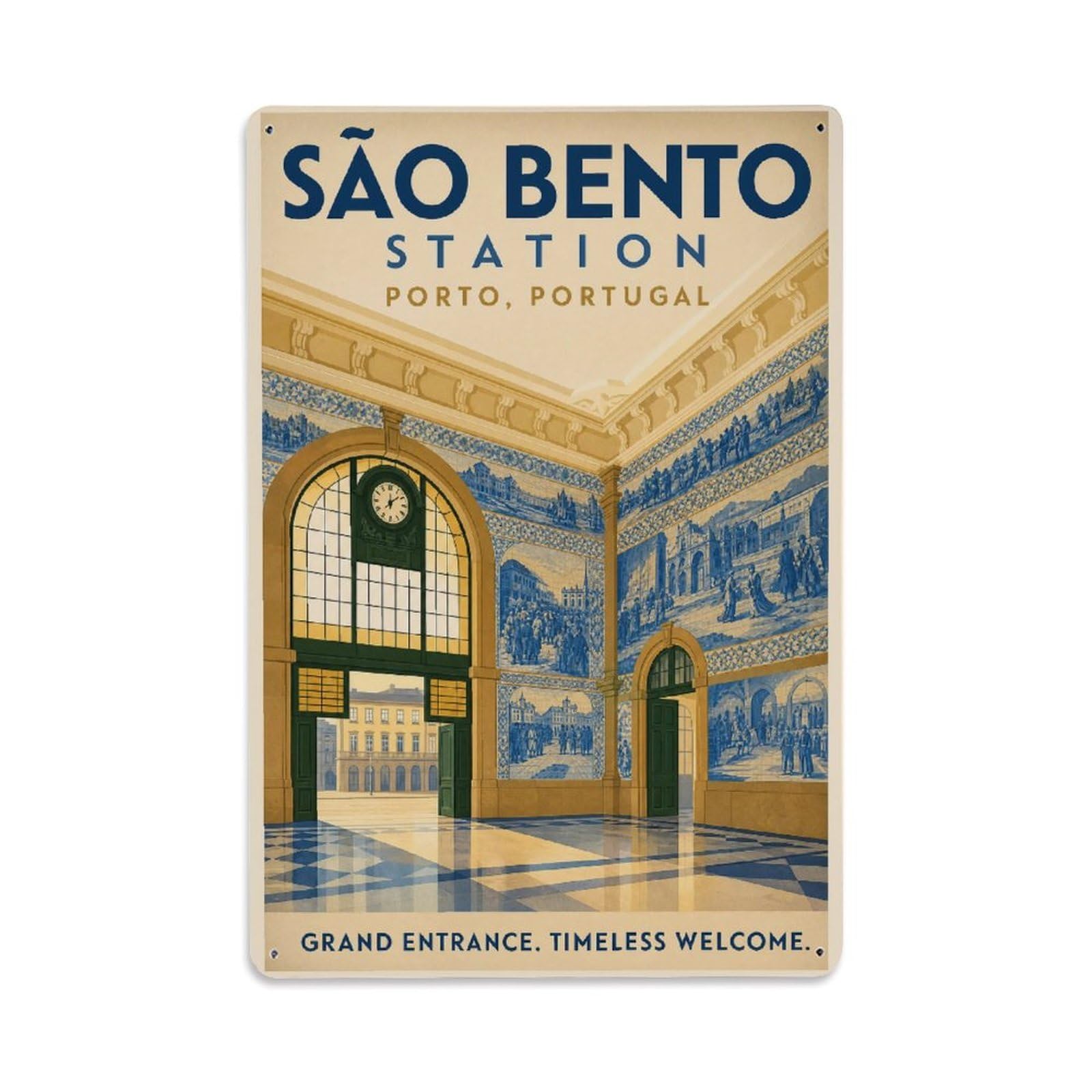 Metal Tin Sign Portugal Sao Bento Vintage Travel