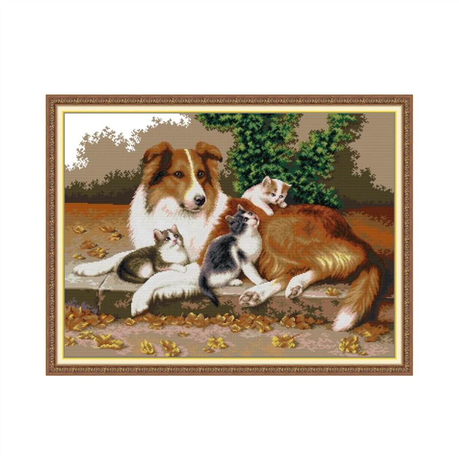 Point de Croix Chien imprimé pour apprendre la broderie facilement