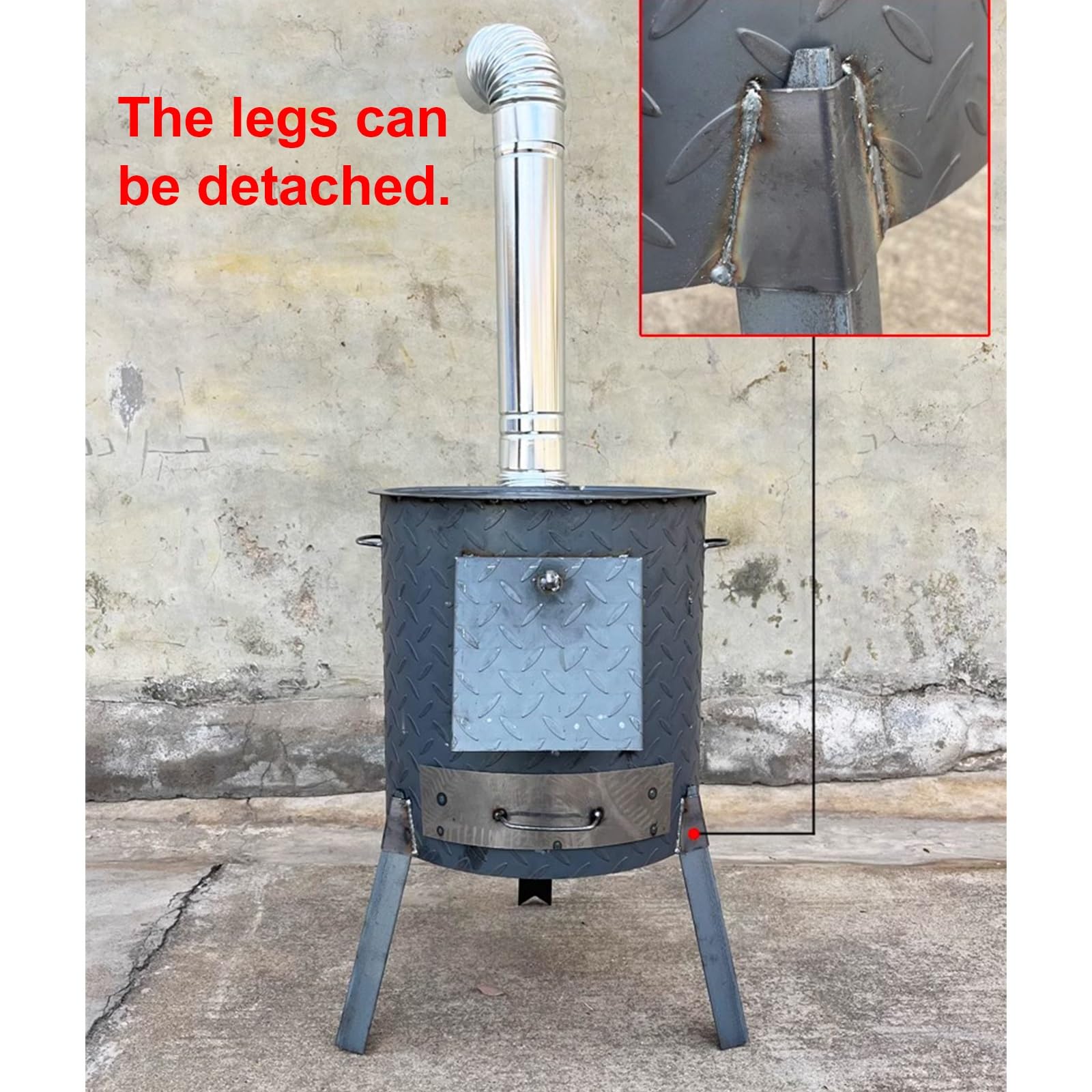 Stufa a Legna da Campeggio con Tubi Rimovibile Fornelletto da Campeggio Struttura in Acciaio Laminato a Freddo per All'aperto, Picnic, Riscaldamento e Cucina