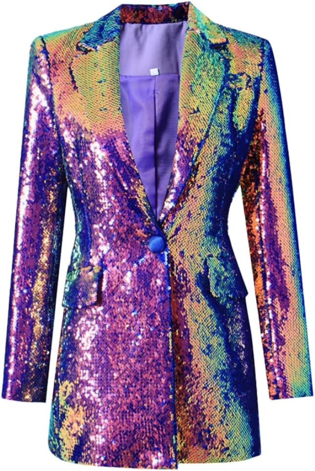 Women Sequins Formal Glitter Suits Jacket Blazers Party Sparkly Cardigan Coat Christmas