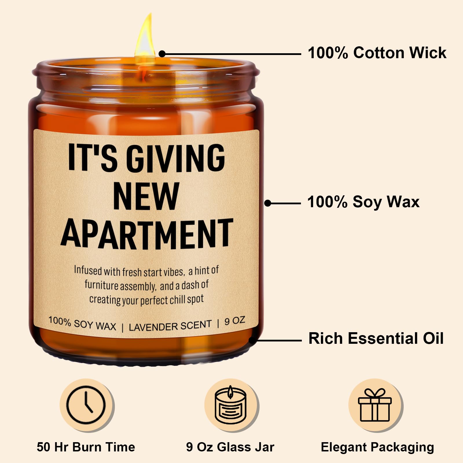 Younift Funny Housewarming Candle, New Apartment Gifts, First Apartment, 1st Apt. Must Haves - Cute House Warming Gifts New Home for Men, Women, Couples - Closing Presents for Home Buyers - 9 oz