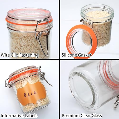 Miniatura 4 de Tarros de vidrio herméticos pequeños de 8 onzas con tapas, recipientes de vidrio para almacenamiento de alimentos con tapas, mini recipiente