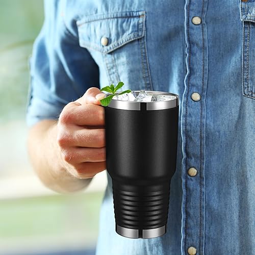 Miniatura 7 de 4 vasos con asa de 30 onzas, taza de café de viaje aislada de acero inoxidable, doble a prueba de fugas, moderna taza térmica al vacío para agua