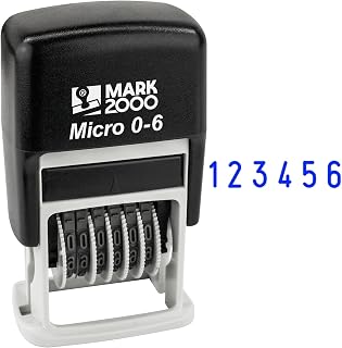 Mark 2000-S126-6 Digits Self-Inking Number Stamp - Blue Color