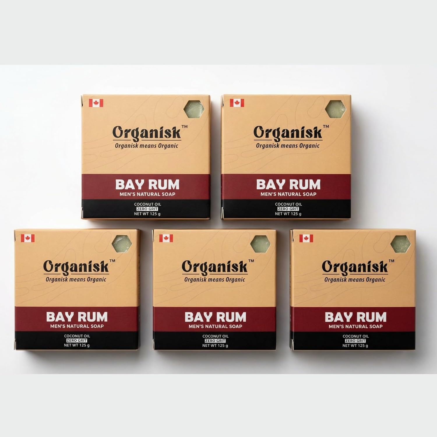 Organisk™ Bay Rum Men’s Bar Soap – 5 Pack Natural Men’s Body Soap with Warm Spice & Citrus Scent – Handmade in Canada, Plant-Based Ingredients, Gentle Daily Clean