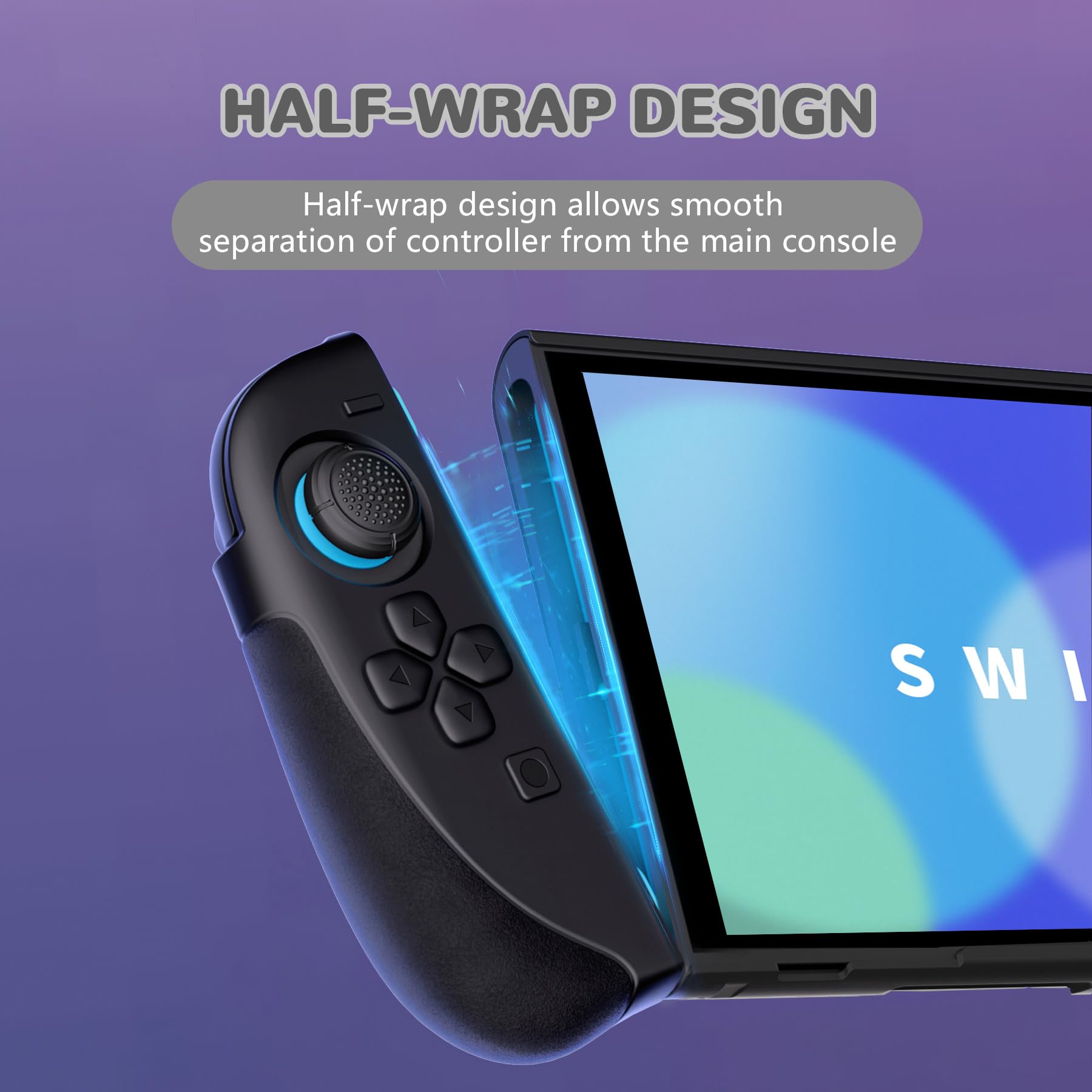PlayVital Funda Protectora para Nintendo Switch 2 (2025) - Agarre de Silicona con Carcasa Trasera de PC, Protector con Soporte Plegable y Tapas para Joysticks - Serie Ranger (Negro)