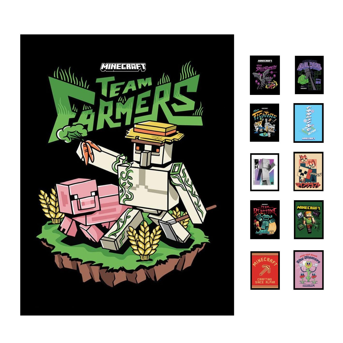 Pyramid International Minecraft (Team Farmers) Collector Print (Framed) 30cm x 40cm - A Stunning Artwork to Enhance Your Collection or Living Space, One Size