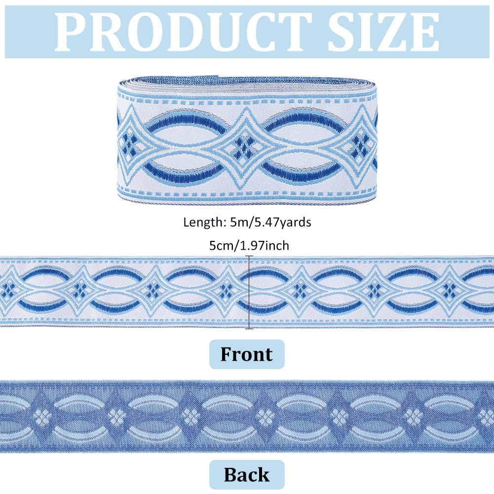 Amazon.com: MAYJOYDIY Blue Jacquard Ribbon Trim 5.5 Yards×2 inch