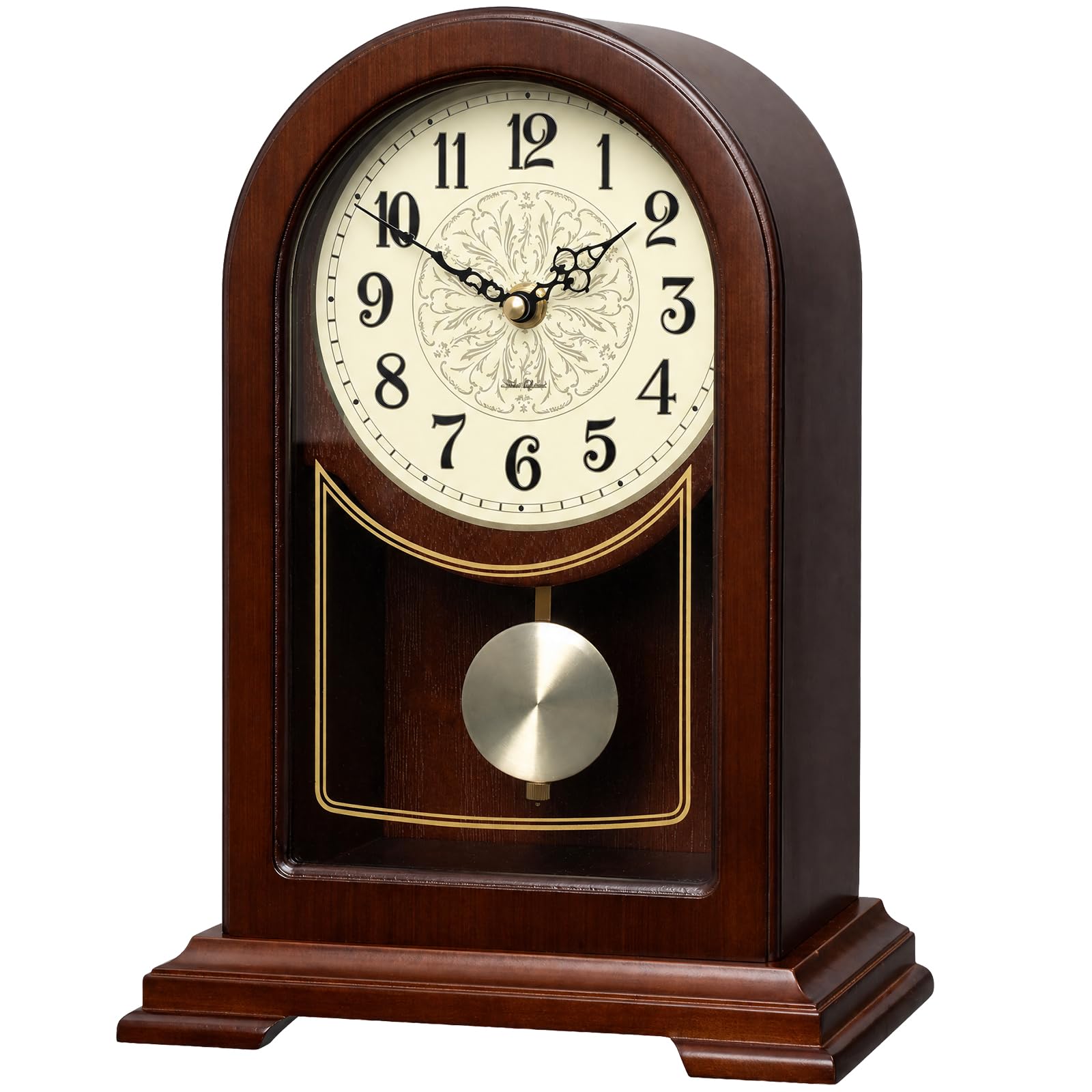 Reloj de mesa de cuarzo en acabado madera de alta calidad con péndulo Tondiamo