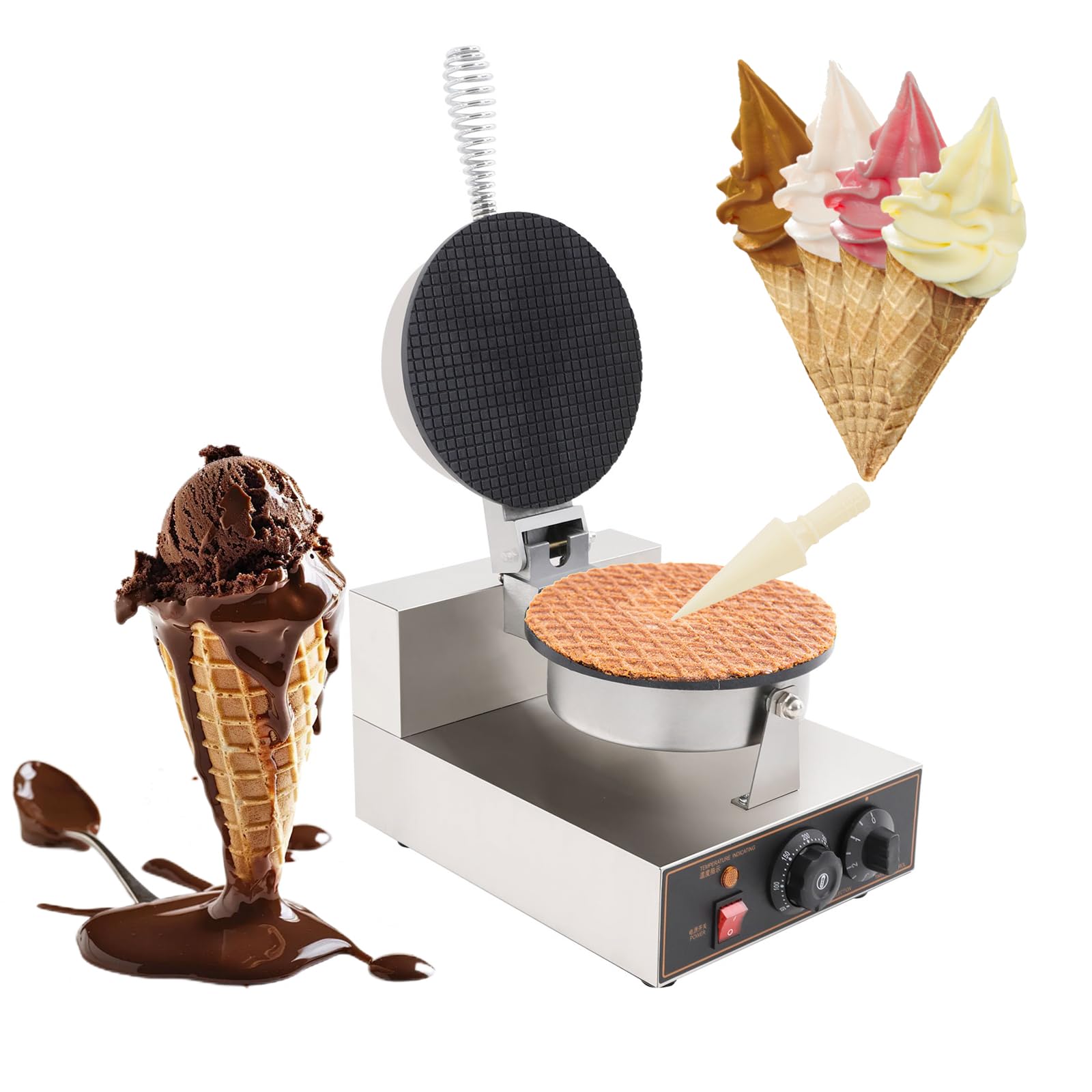kunghei Electric Ice Cream Cone Waffle Maker Machine