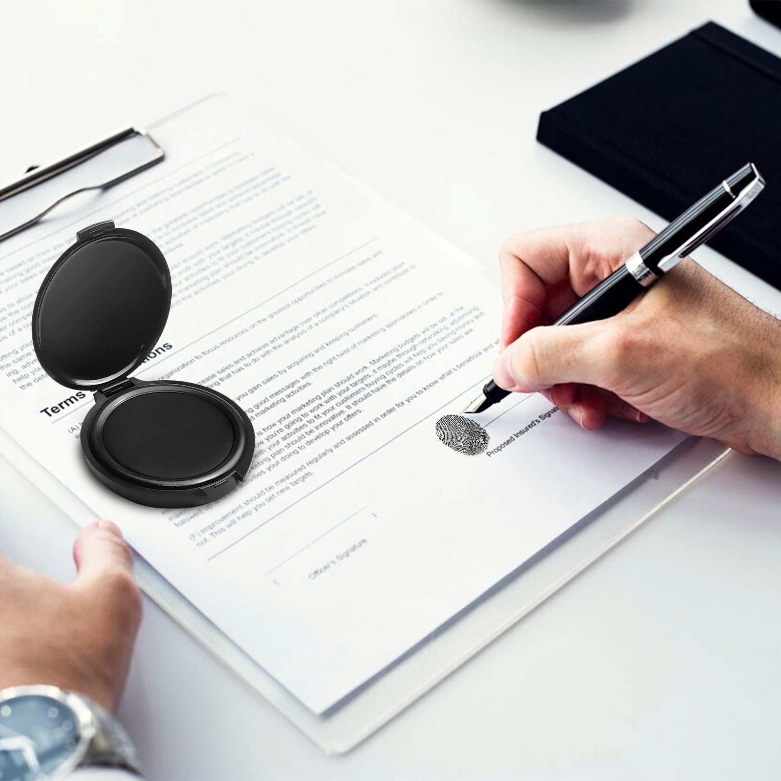 AYNKH 2 STKS Vingerafdruk Inkt Pad, Professionele Zwarte Vinger Printing Sneldrogende Inkt Pads Duimafdruk voor Notaris Benodigdheden Identificatie Beveiliging ID Vingerafdruk Kaarten Wetshandhaving