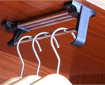Pull-Out Closet Valet Rod,Autuwintor Adjustable Wardrobe Clothing Rail Side,Heavy Duty Retractable Wardrobe Closet Hanger,with Screws,Cold Rolled Steel,Valet Rod for Closet Pull Out,16-Inches,1pcs