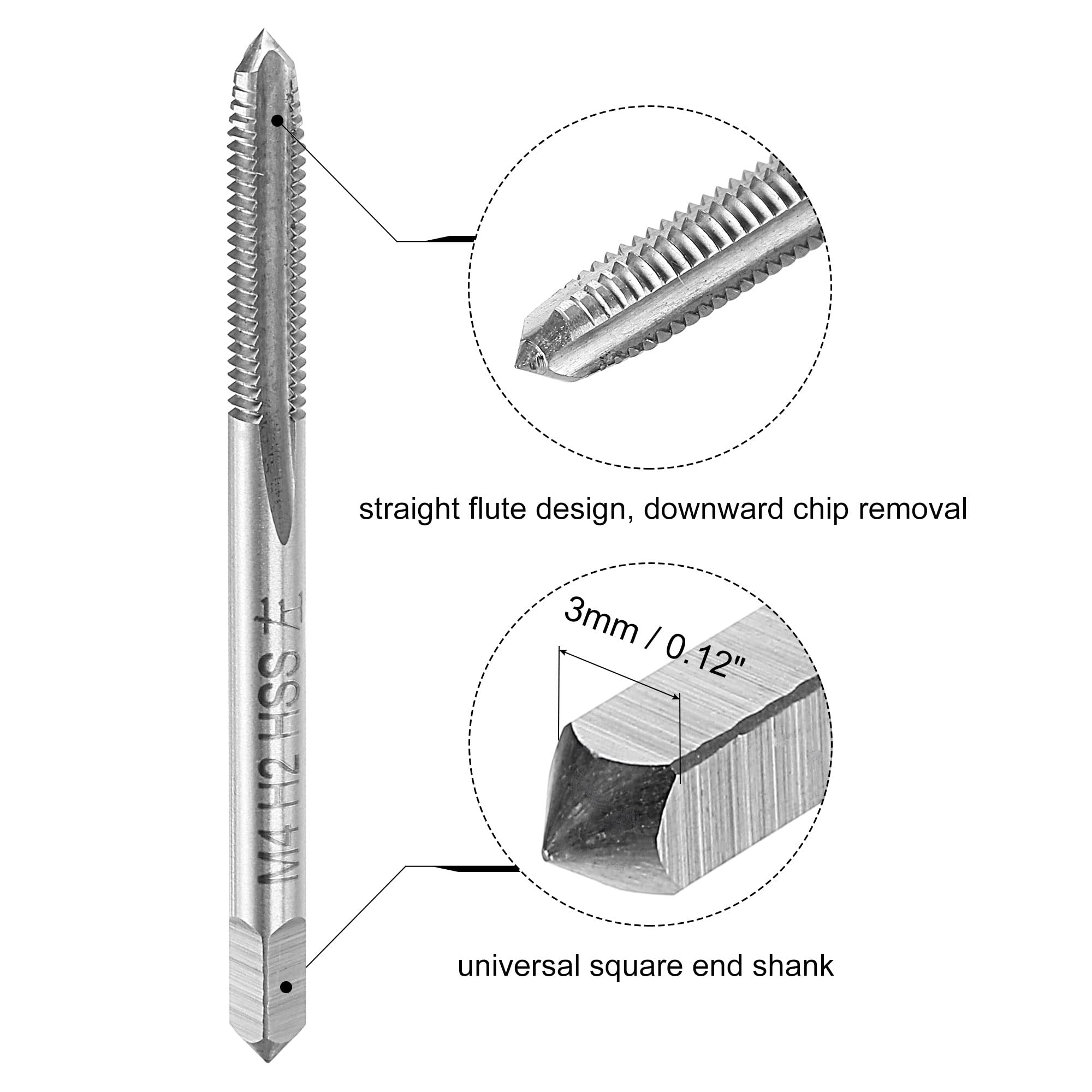Set di Maschi e filiere e Punte da Trapano, Maschio per fresatura con Filettatura Sinistra M4 x 0,7 e filiera Tonda, Punta elicoidale in Acciaio rapido al Cobalto da 3,3 mm