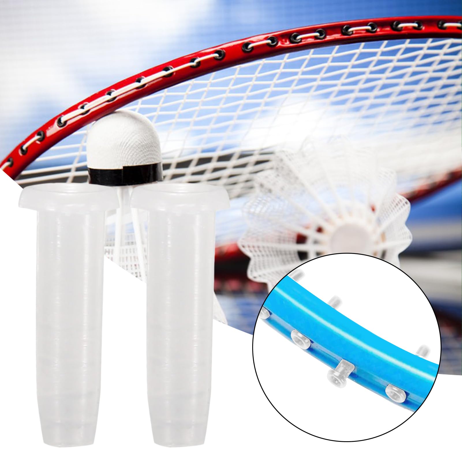 Occhielli da racchetta 100 pezzi bianco trasparenti con strumento nylon tenditore
