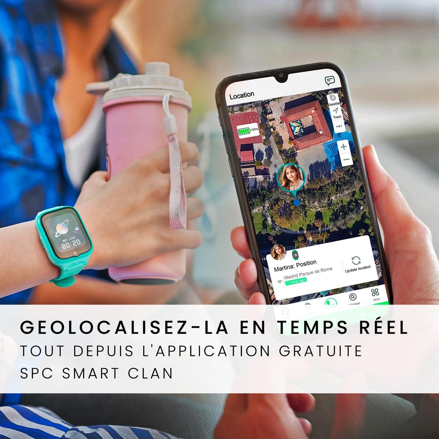 SPC Smartee 4G Kids – Montre intelligente pour enfants avec GPS, appels et appels vidéo, chat familial, mode école, bouton SOS, IP68 et gestion de smartwatch dans l’application gratuite SPC Smart Clan
