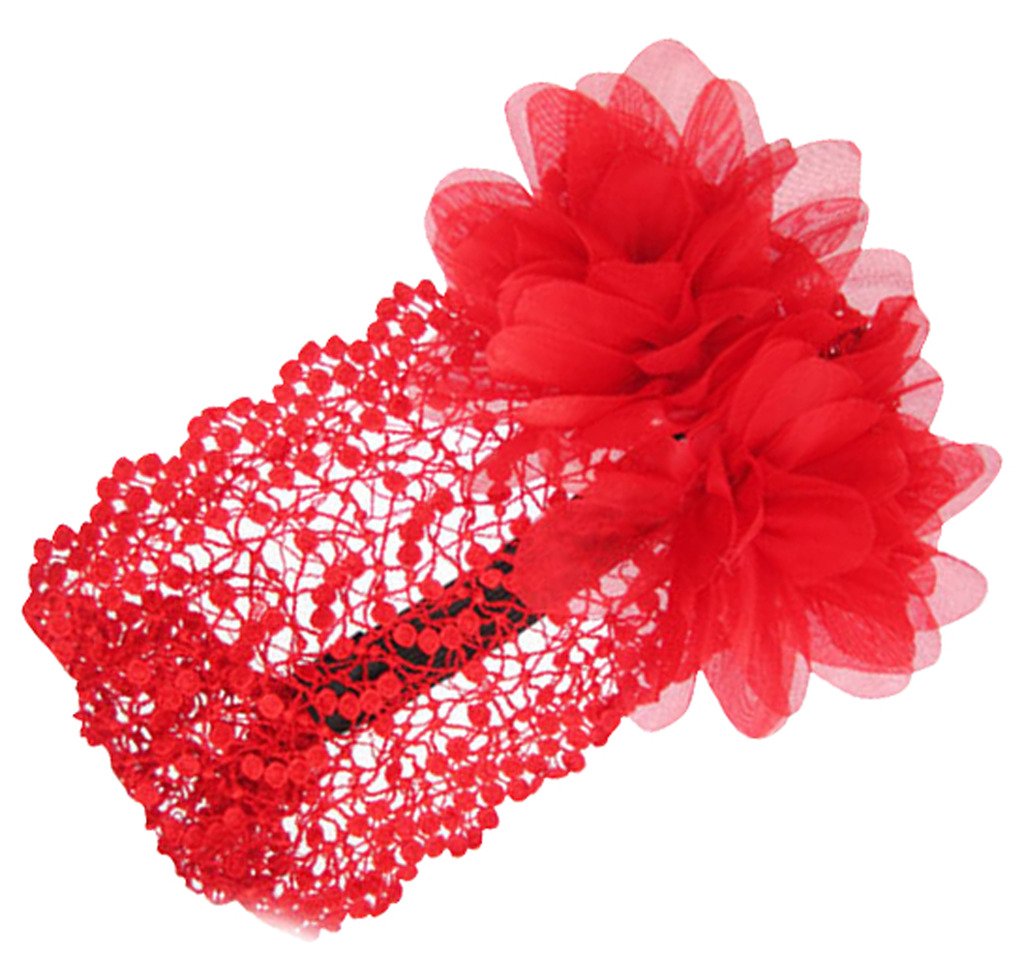 akinoskids Pretty Baby Girls Infant Flower Marigold Adorned Lace Hairnet Headband Hairband (Red)-picture-11