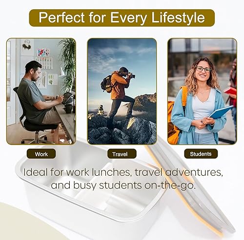 Miniatura 6 de AYNEFY Lonchera eléctrica, capacidad de 1 litro, recargable por USB, a prueba de fugas, portátil, calentador de almuerzo, lonchera de calefacción