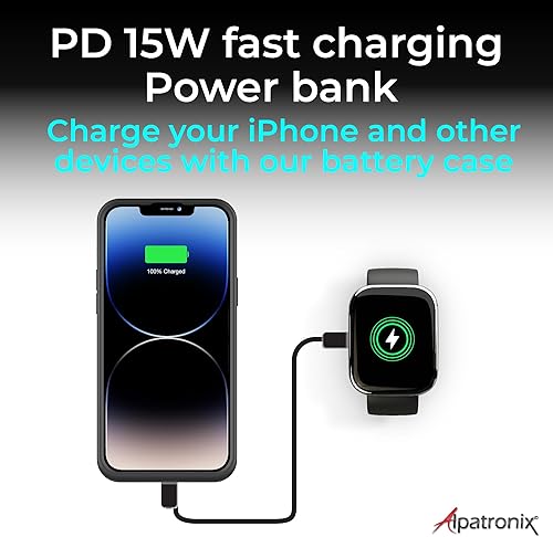 Miniatura 3 de Alpatronix Funda de batería para iPhone 15 Pro Max y 15 Plus, funda de carga rápida extendida de 15 W y cargador portátil resistente y banco de