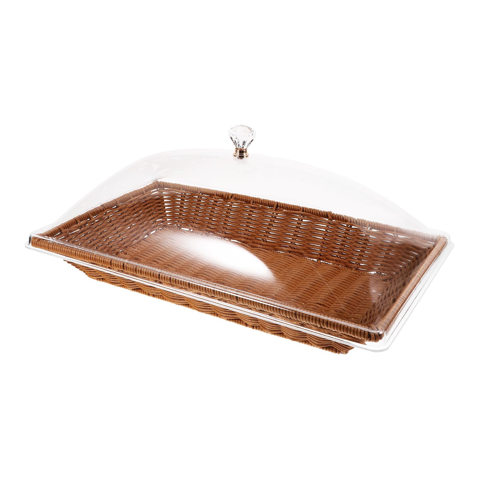 Panier imitation rotin PP STOBAZA avec protection alimentaire et cloche acrylique