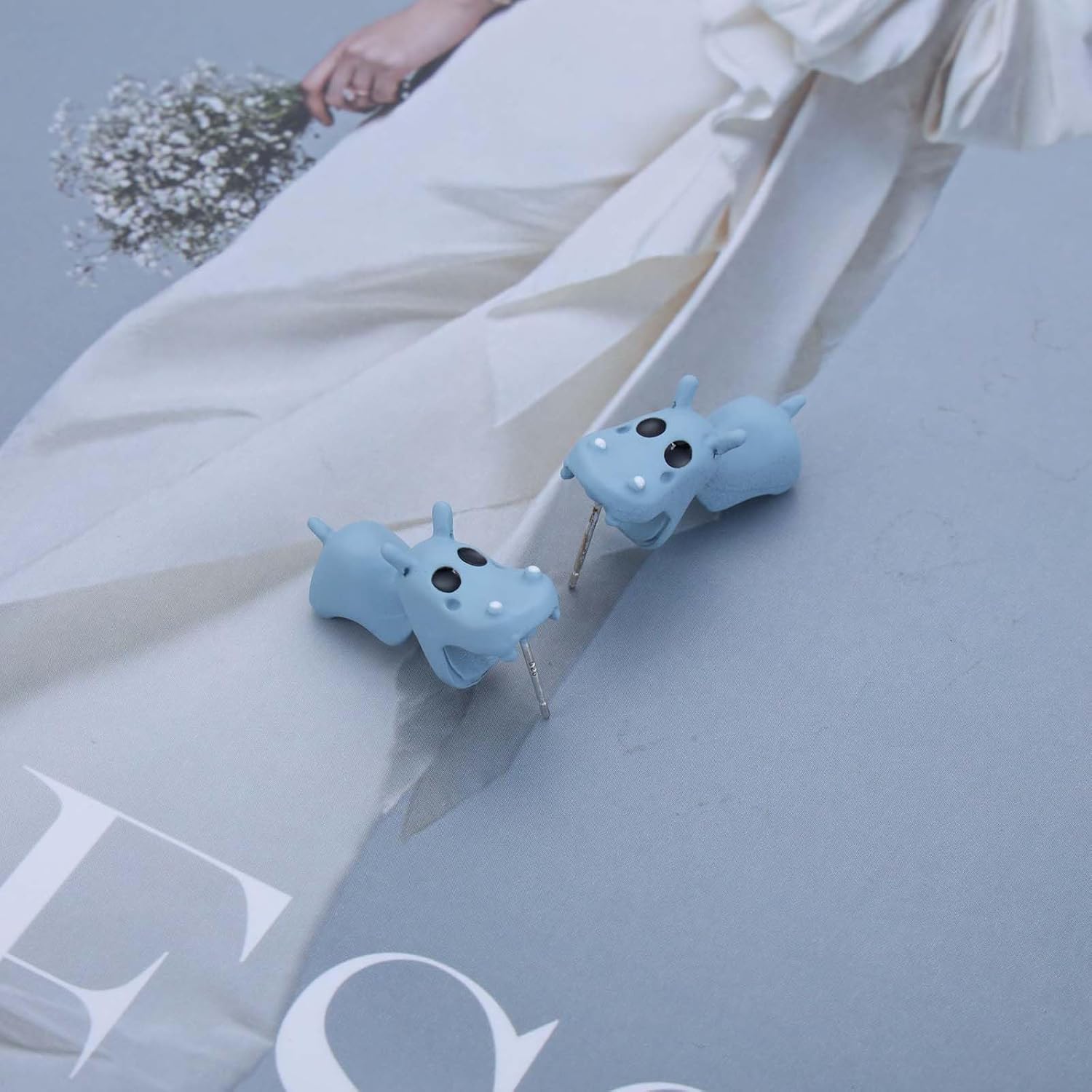 Cute Cartoon Animal Earrings Animal Dog Bite Earrings Cartoon Biting Ears Stud Earring Funny 3D Clay Handmade Polymer Earring for Women(Yellow) - Image 4