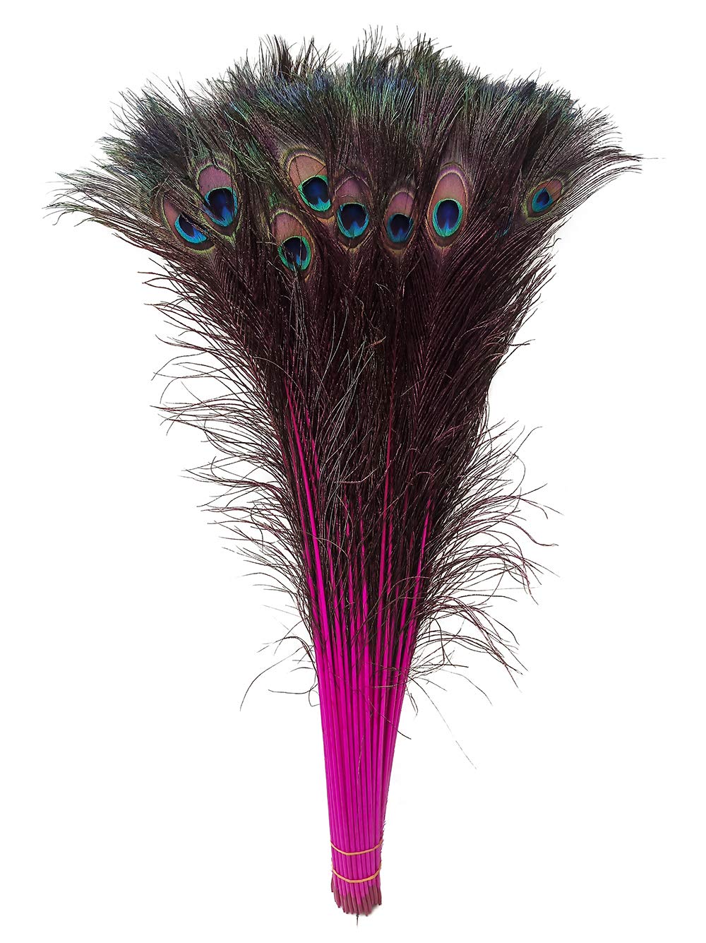Peacock Feathers, wanjin 25 Pcs Dyeing Feather Long Pole 28-30 inches?Fuchsia?