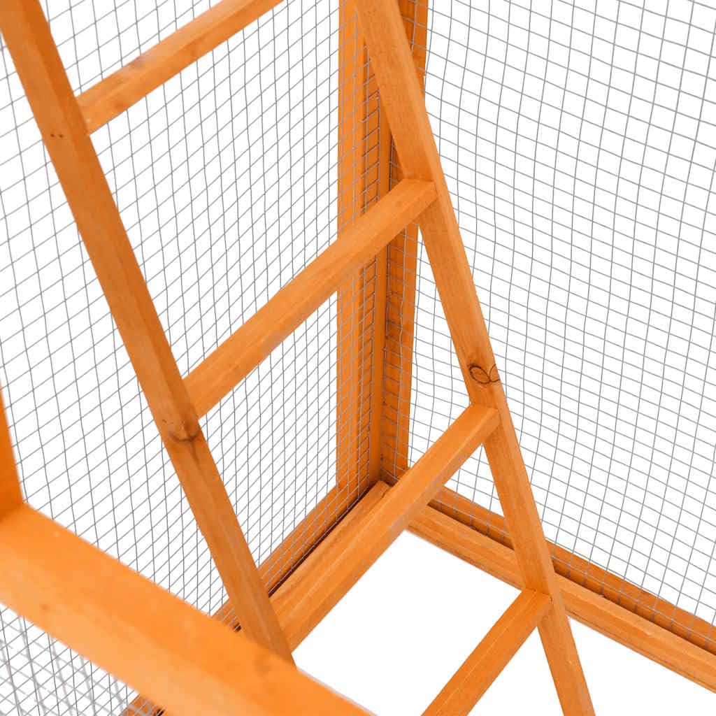 Jaula para pájaros 68x62x166 cm de madera de abeto macizo, gran aviario exterior con malla de hierro, techo impermeable, escalera, bandeja deslizante y dos puertas con cerradura