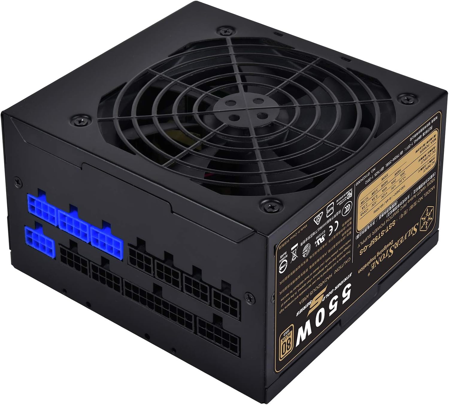 SilverStone Technology 550W Computer Power Supply PSU Fully Modular with 80 Plus Gold & 140mm Design Power Supply (SST-ST55F-GS)