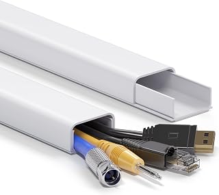34in (2xL17in) Large Wire Hiders for TV on Wall for 3-4 Cords, TV Cord Hider for Wall Mounted TV, PVC Cable Cover Kit with Pre-Applied Adhesive Tape, Ideal for Wall Mounted TVs, W1.2in H0.7in White