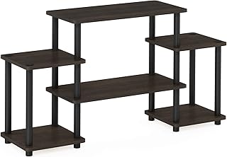Furinno Turn-N-Tube No Tools Entertainment TV Stands, Dark Brown/Black