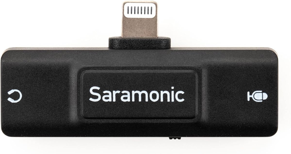Saramonic SR-EA2D Interfaz de audio Lightning con entrada de micrófono TRS o TRRS de 3,5 mm y salida de auriculares de 3,5 mm para iPhones y iPads de Apple con Lightning, negro