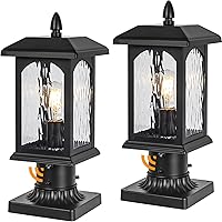 Vista 1 de Paquete de 2 luces de poste para exteriores del anochecer al amanecer con base de montaje en muelle, iluminación exterior de poste duro con cable