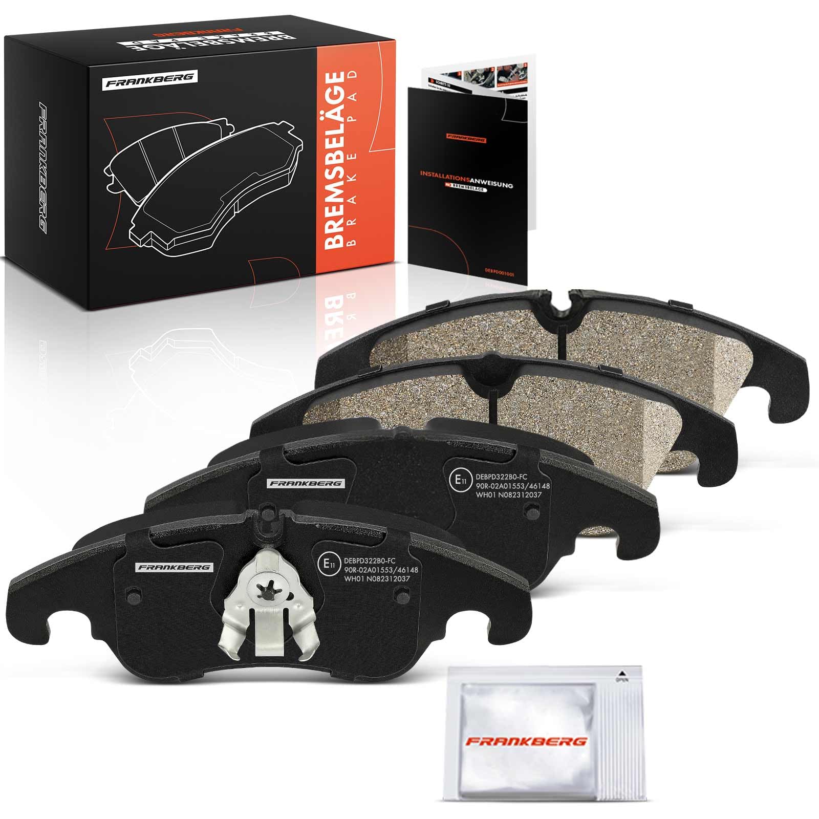 Frankberg Set di pastiglie dei freni incl. 4x Pastiglie dei Freni Anteriore Compatibile con A6 Avant 4G5 4GD A6 Allroad 4GH 4GJ Q5 8RB A6 4G2 4GC A7 Sportback Replace# 4G0698151, 8K0698151C