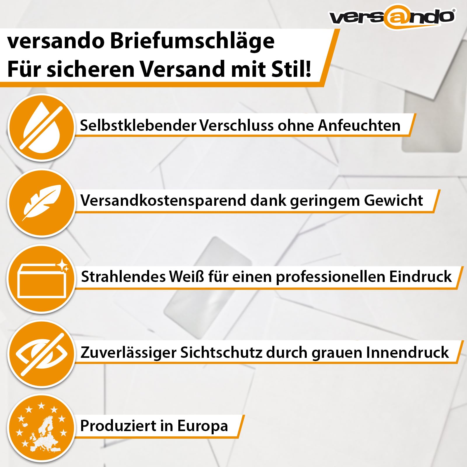 versando 1.000x Briefumschläge mit Fenster DIN lang 220x110mm weiß: selbstklebende Kuverts für Rechnungen, Geschäftsbriefe, Büro, einfach verschließbar mit Sichtschutz